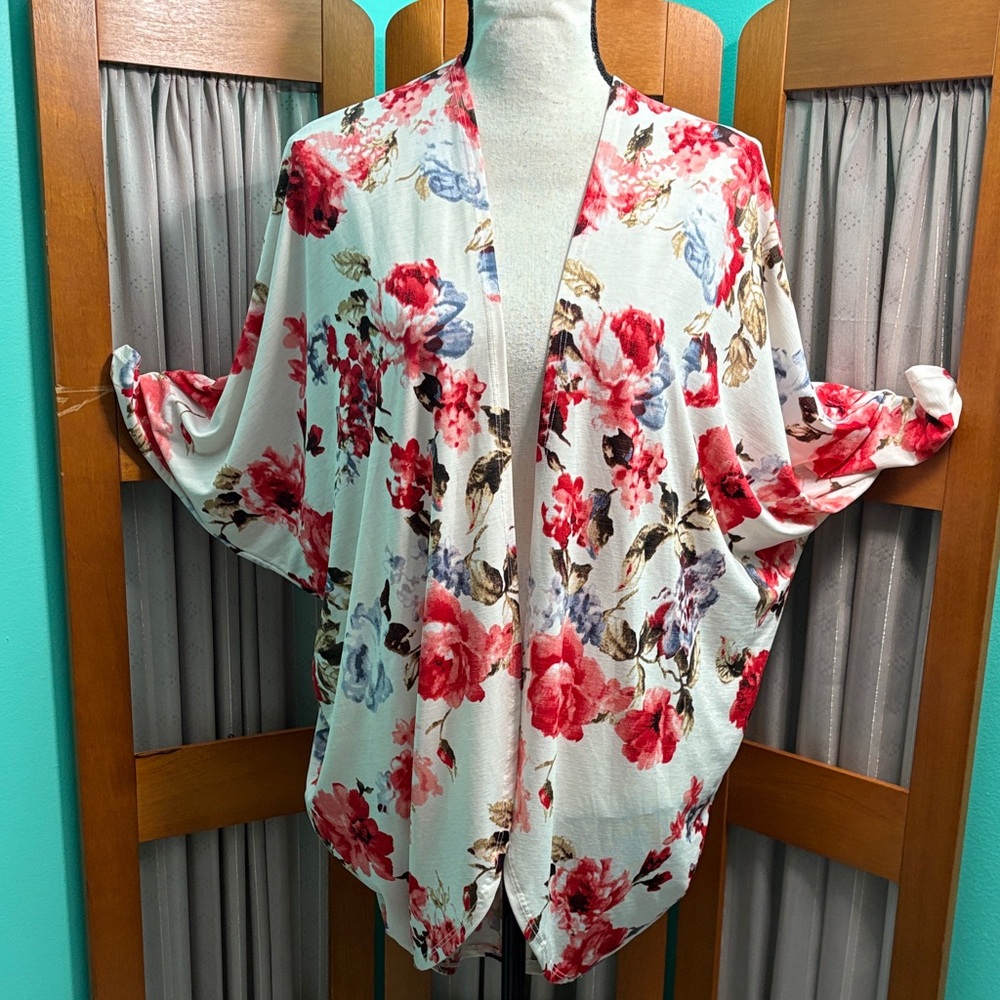 Vibrant Floral Open-Front Kimono